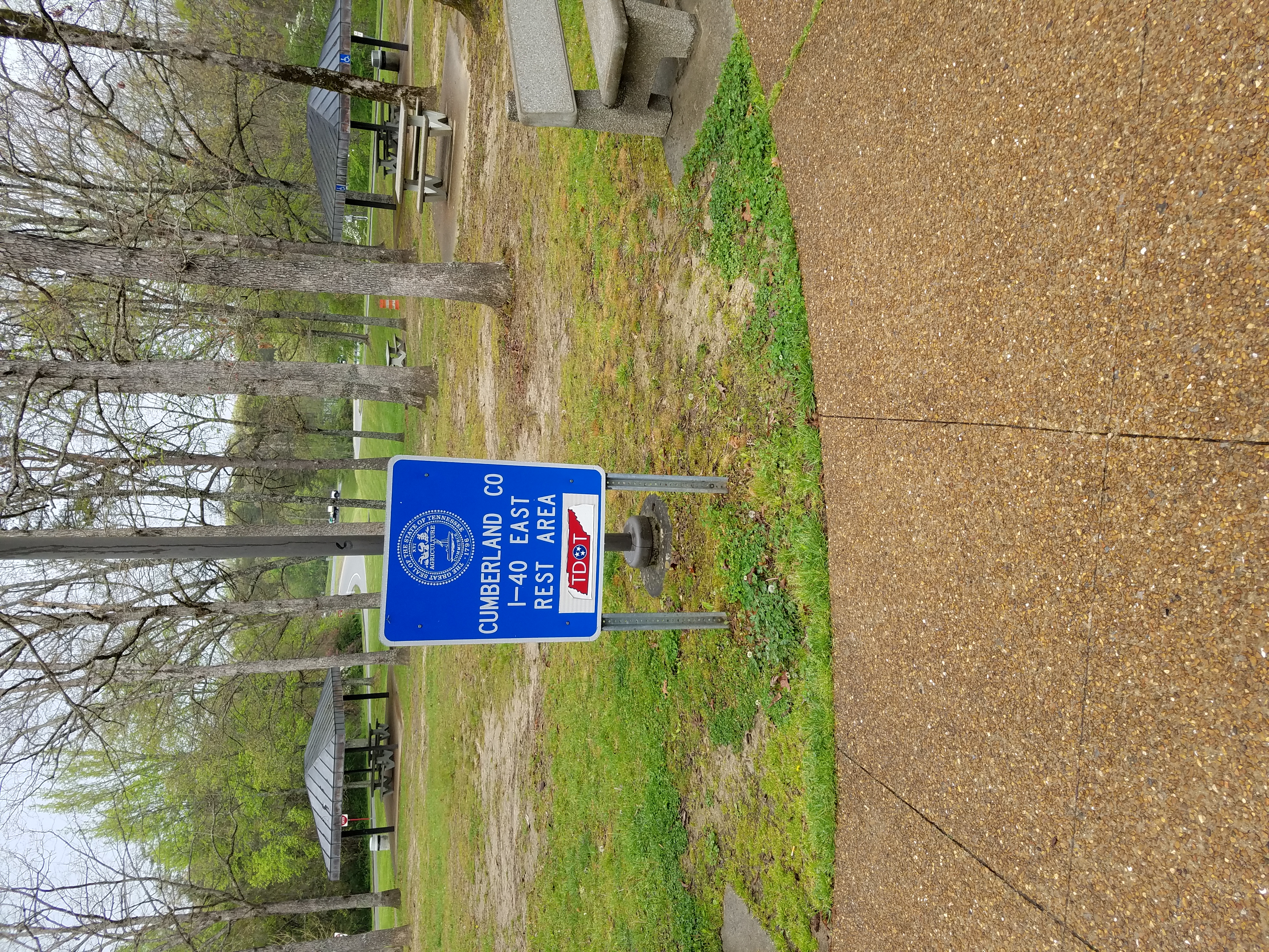 A rest area sign isn't picturesque, but it does set the location