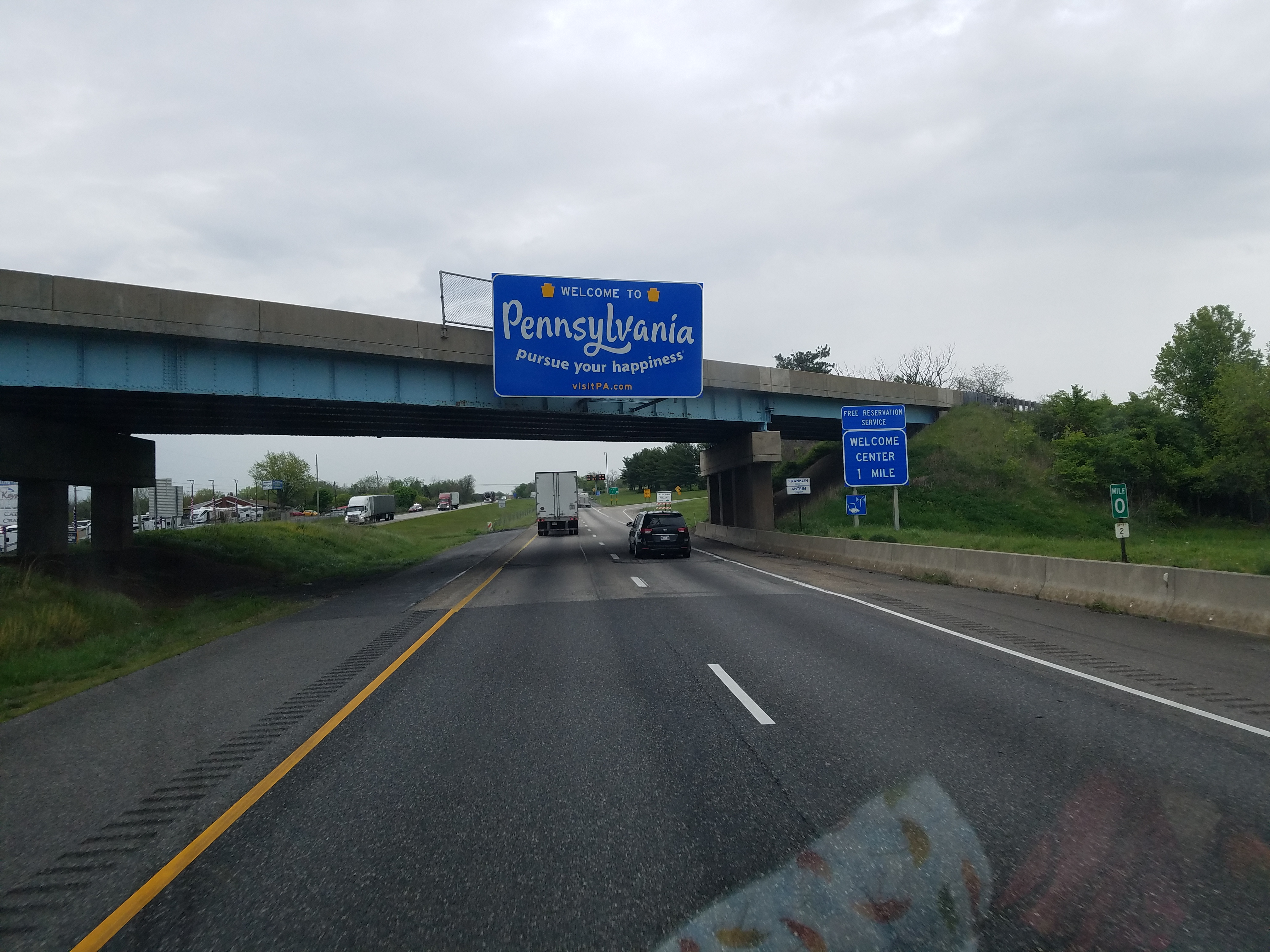 State border sign for Pennsylvania